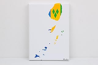 St Vincent Painting, Original Painting, Map Gift, St Vincent, St Vincent And The Grenadines, St Vincent Flag, St Vincent Map, Map Art