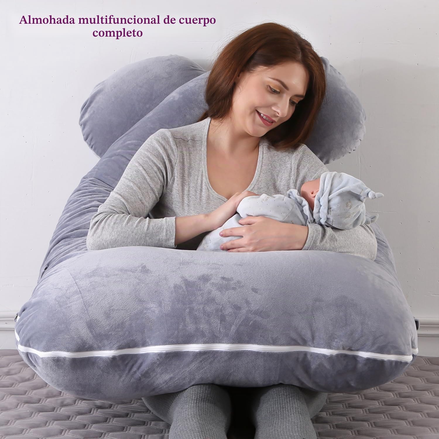 Almohada de embarazo, almohada de maternidad en forma de U para dormir, lavable a máquina, almohadas de maternidad y cuerpo, soporte de cuerpo completo para espalda, piernas, vientre, caderas