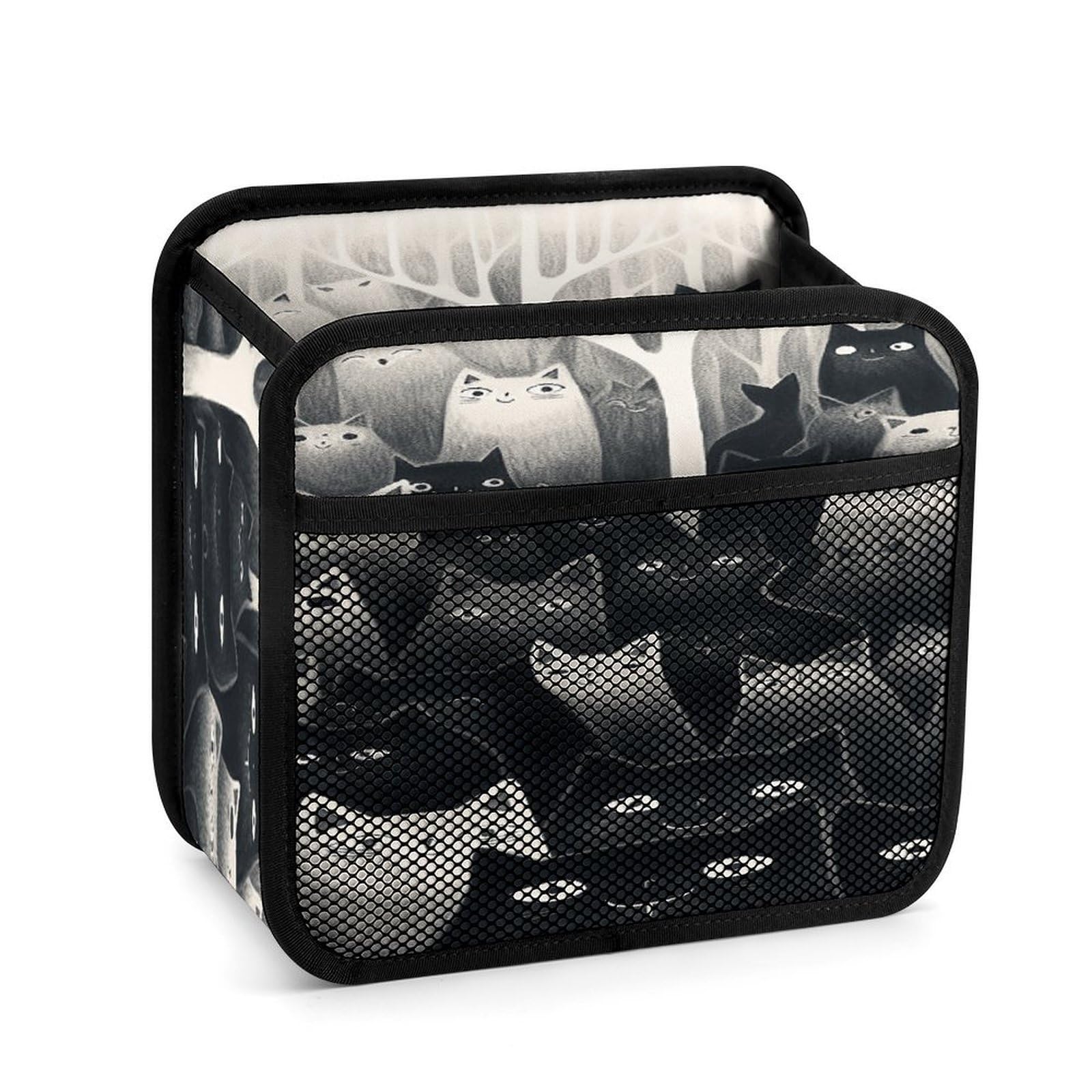 Btcowzrv Style A Group Of Black Cats Car Seat Back Organizer, Pu Leather Hanging Backseat Car Organizer With Elastic Mesh Pocket, Storage Bag For Most Vehicles