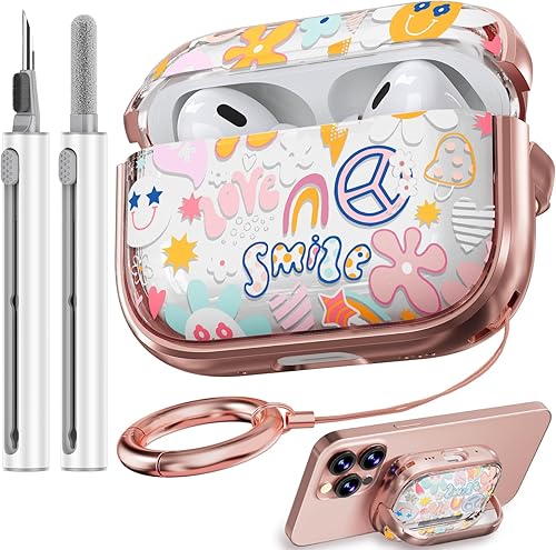 Miniatura 34 de Inesore Funda rígida para AirPods Pro de 2ª generación con candado, diseño de flores, lindo AirPod Pro 2, fundas rígidas para iPod Pro para mujeres