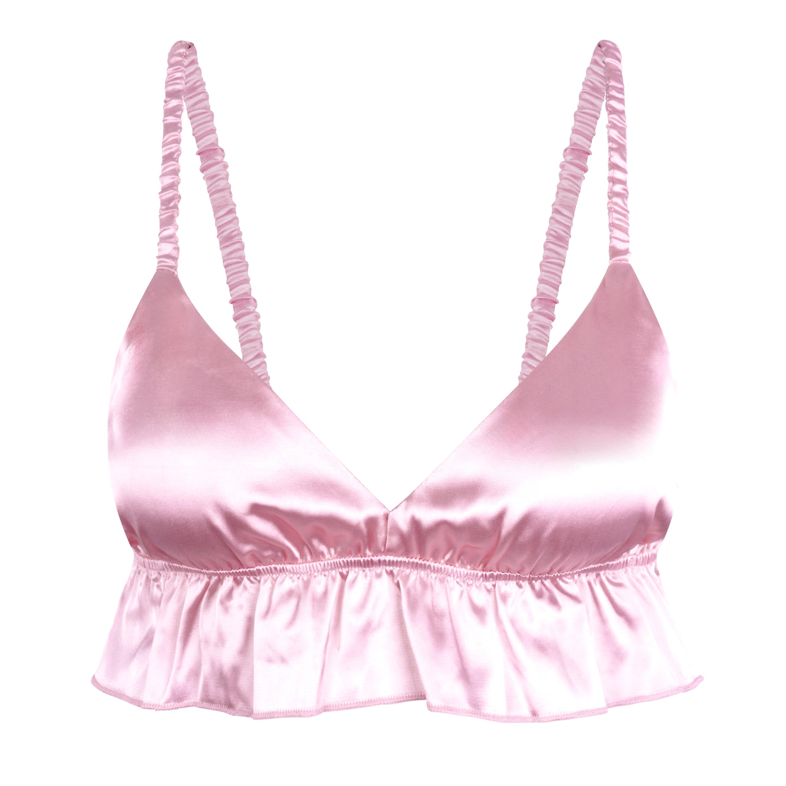 SatiniSissy Frilly Ruffled Fitted Silky Satin Lingerie Bralette
