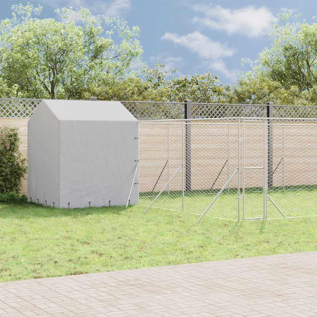 Perrera para perros de acero galvanizado plateado con techo de 10 x 6 x 2,5 m, resistente a la intemperie con puerta segura, protección y mucho espacio para perros, cachorros, animales