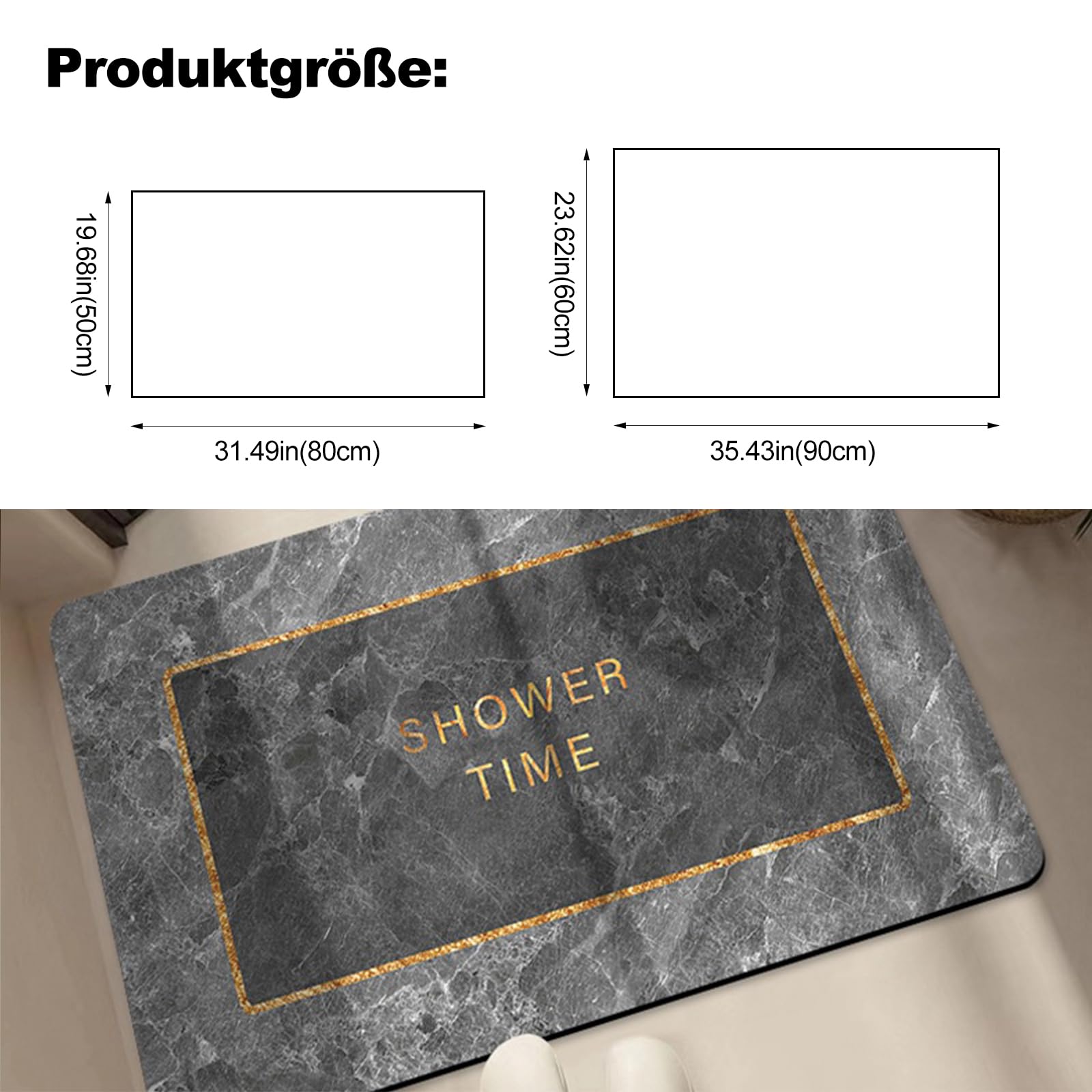 Ergocar Saugfähige Badematte, Schnelltrocknend Badezimmerteppich, Kratzfest und Verschleißfest rutschfeste Matte, Fußpolster für Badezimmer, Wohnzimmer, Küche, Zuhause(Marmormuster)