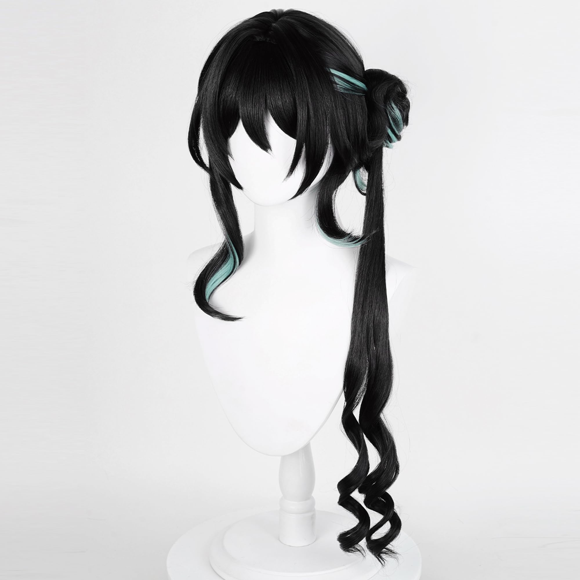 Black Mixed Green Tiger Clip Ponytail Long Curly Chinese Style Cosplay Wig for Women Halloween Comic Con Cos Anime Replacement Wigs - Image 4
