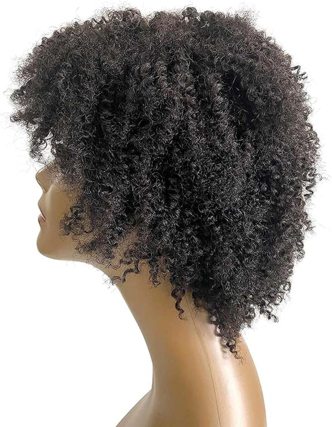 アフロ合成カーリーウィッグナチュラルアフロウィッグショートカーリーウィグは 限定タイムセール 黒人女性 のファッションウィッグ毎日の使用のための前髪のかつらと女性のかつら
