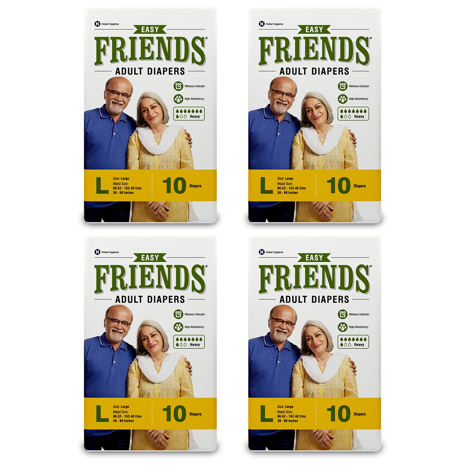 Friends Easy Adult Diapers Tape Style - 40 Count (Large) with odour lock and Anti-Bacterial Absorbent Core- Waist Size 29.53-57.09 Inch ; 75-145 Cm (B0C2J3DYLR) Amazon Price History, Amazon Price Tracker