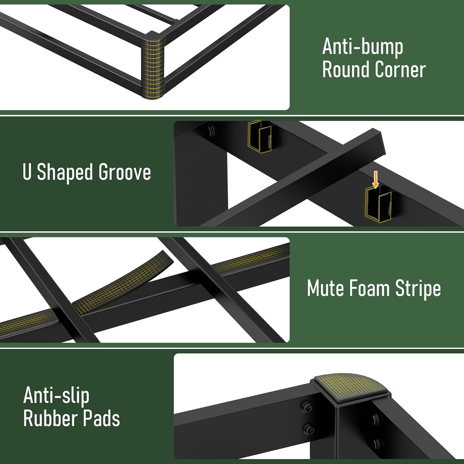 Full Bed Frame Platform,14" Metal Platform Bed Frame Full,Heavy Duty Steel Slat Mattress Foundation,No Box Spring Needed, Black - Image 5