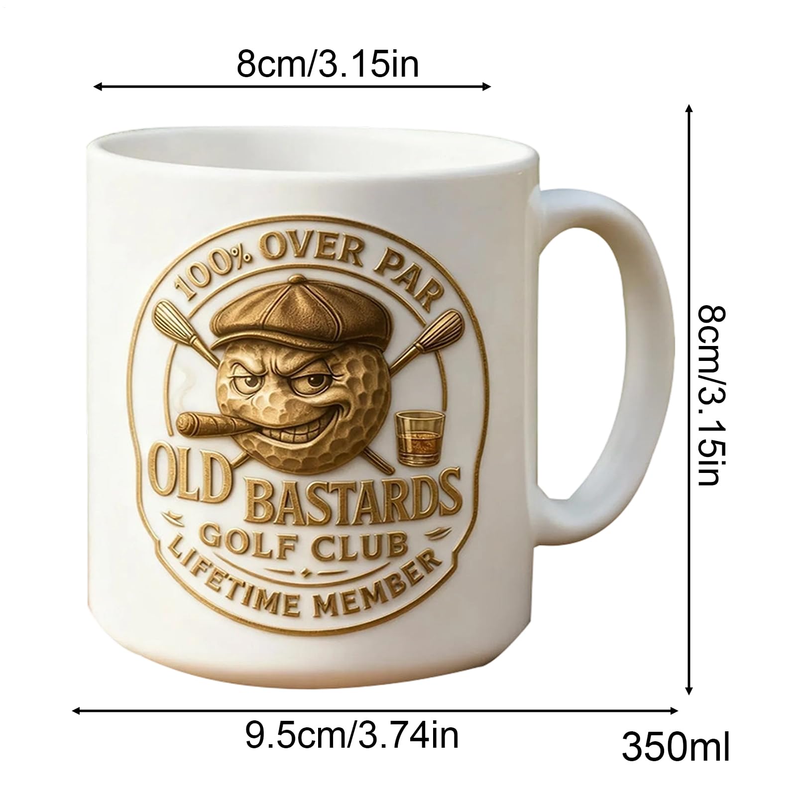 Ceramic Tea Mug - Golf Mug with Handle, Humorous Golfer's Gift, Accessible Construction Great Gag Gift Feature for Father Husband Grandpa Retirement Christmas Birthday, Drinkware, Golfers Club Members