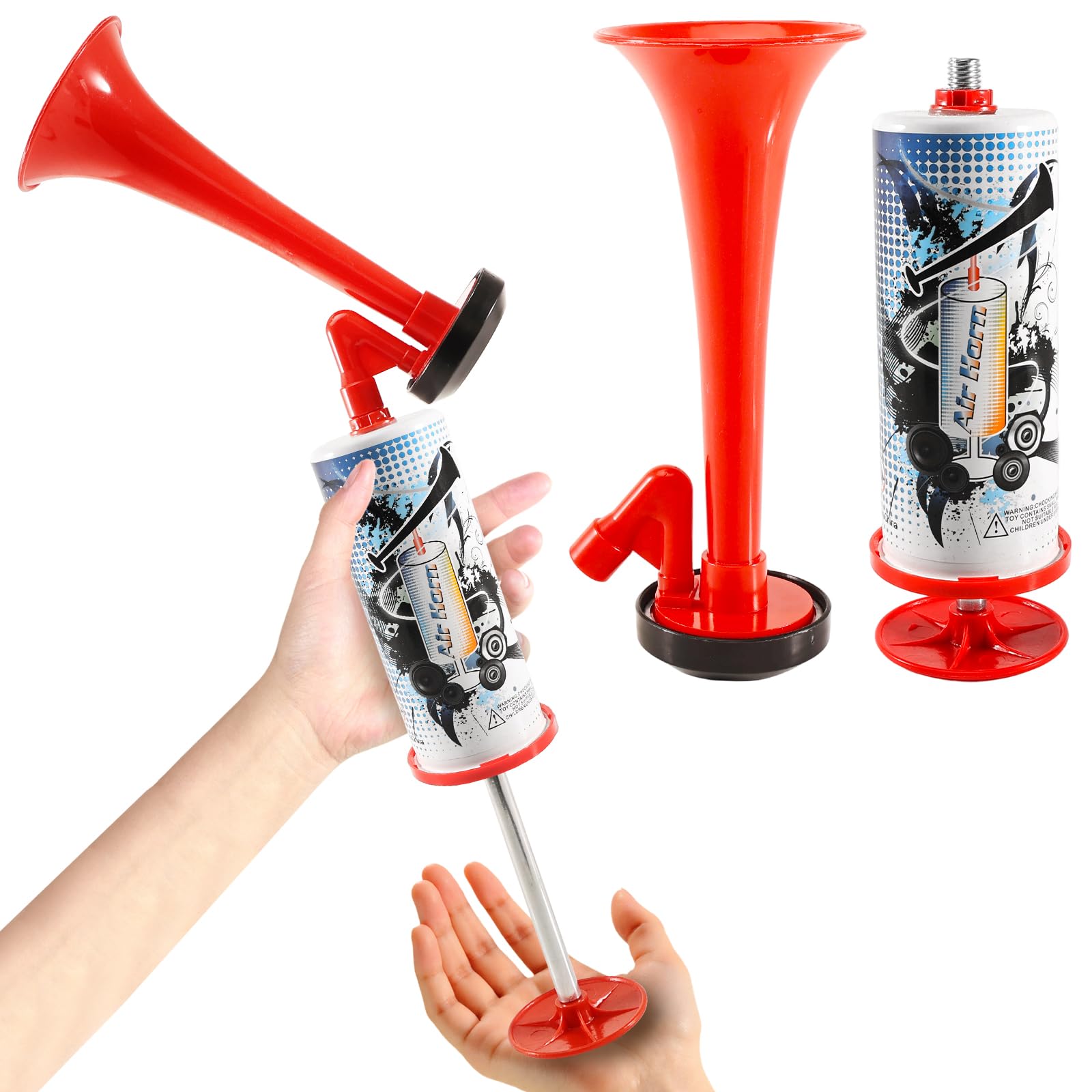 Joycabin Handlufthupe Presslufthorn, Druckluftfanfare Air Horn Extrem Laut, Pumpe Handluftpumpenhupe, Druckluftfanfare, Manuelle Stadion-Trompete für Karneval Football Handball World Cup