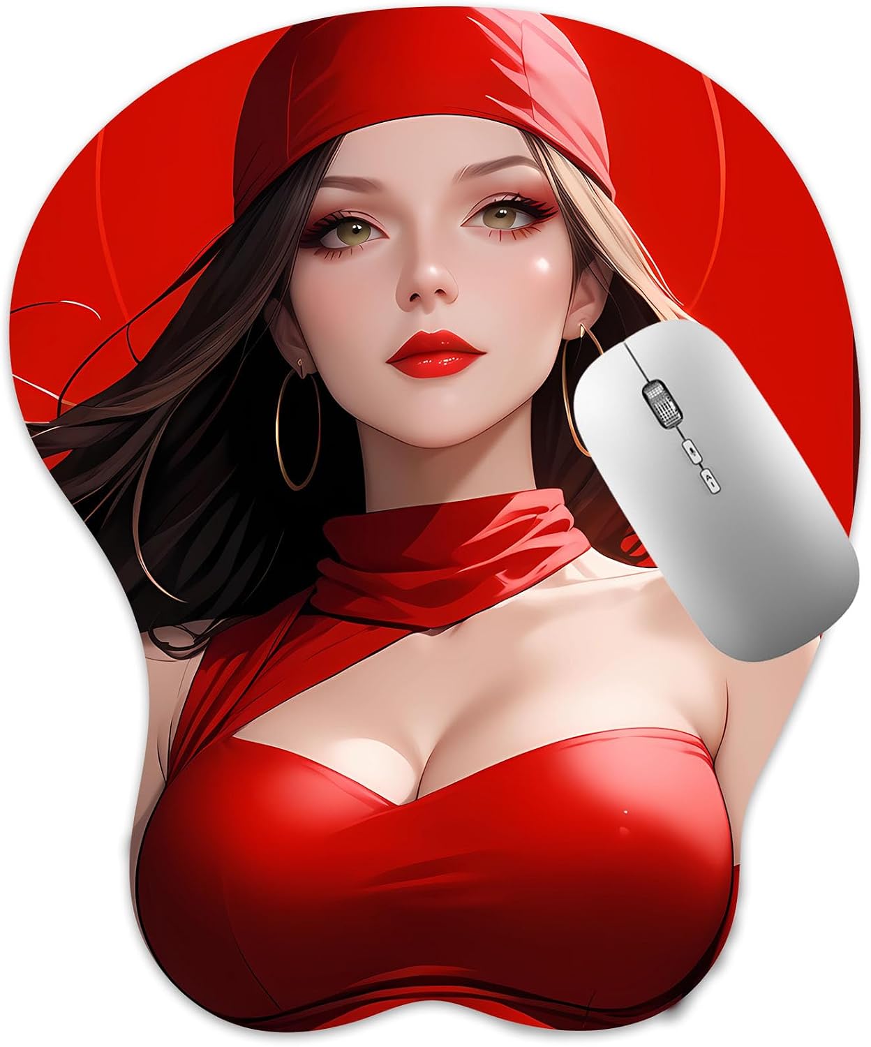 3D Mouse Pad, Oppai Mousepad with Soft Gel Wrist Rest Anime Manga Gaming Boob pad Anti-Slip Mouse Mat (Elektr)