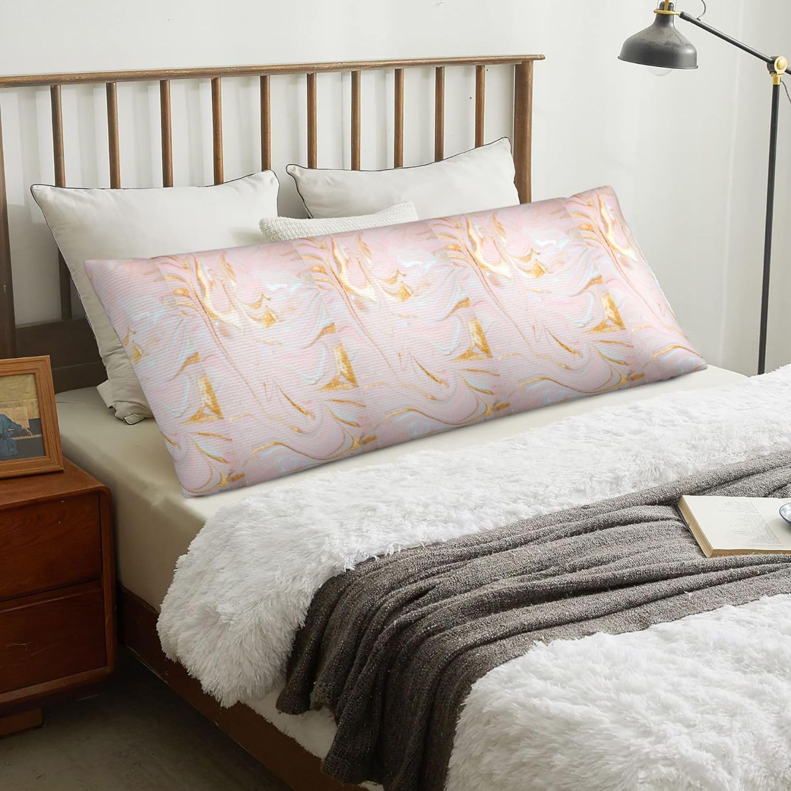 Pastel Marbling Fitted, Body Pillow Cover with Zipper,Long Body Pillowcase 20 x 60 in