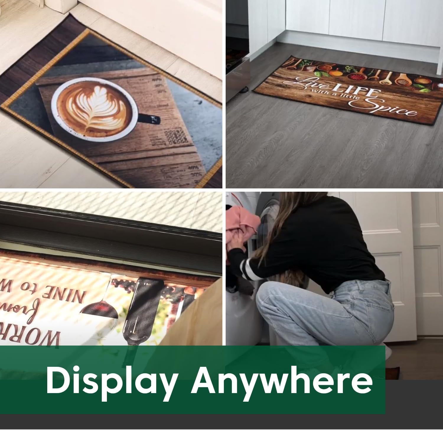 Accent Area Rugs - 20" x 32" Washable Kitchen Rugs Non Slip Rubber Backed Rugs - Indoor Polyester Pile Throw Rug Hemmed Small Carpet for Dining Room, Living Room, & Bathroom