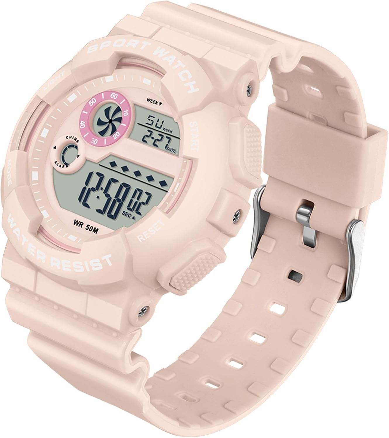 findtime Digital Watch Womens Sport Waterproof White Wrist Watches for Women with Alarm Stopwatch Hourly Chime LED Display 12H/24H Calendar