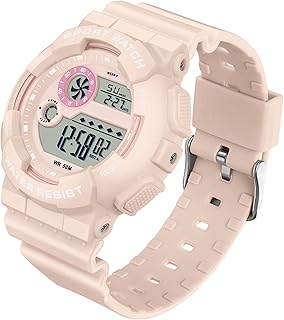 Reloj infantil para niño, color blanco, sin dgital, para niñas, niños y adolescentes con 5 ATM resistente al agua/alarma, cronómetro, luz LED, antigolpes, calendario y fecha