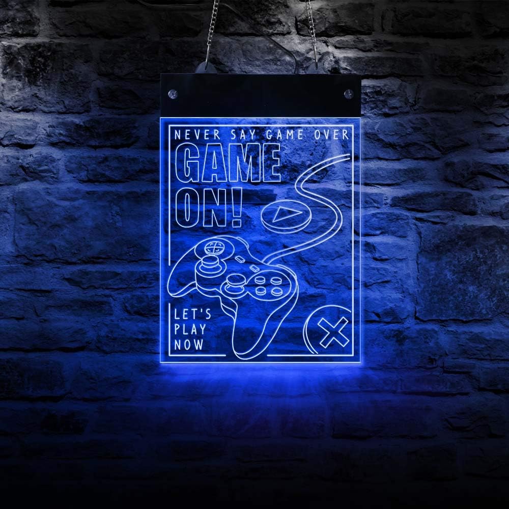 The Geeky Days Game On Words LED Lighting Wall Sign Acrylic Light Board For Gamer Room Video Game Controller Multi-color LED Lighting Art Decor(12 x7.87 inches) image 5