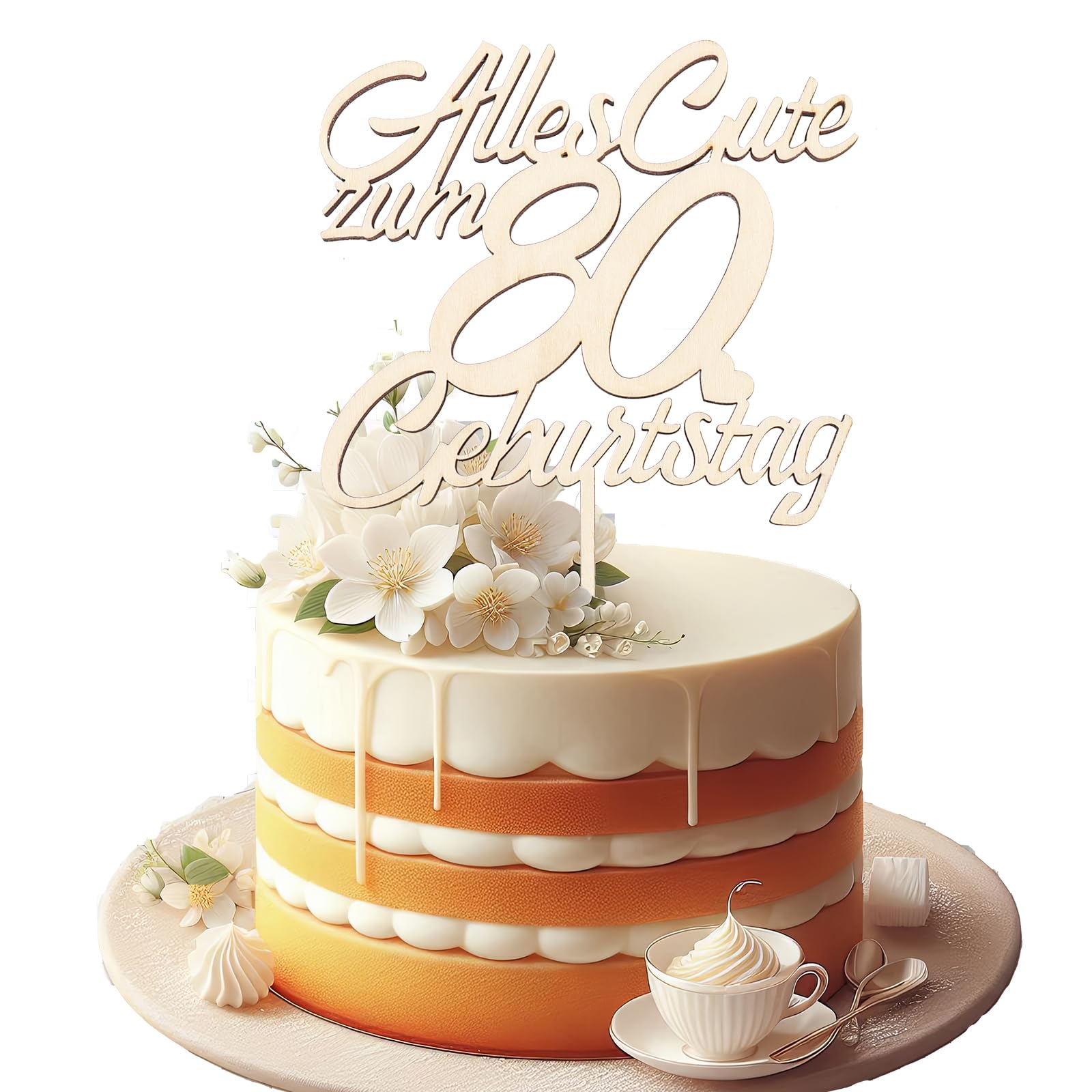 GoldRock Holz Torten Deko 80 Geburtstag Mann Frau,Tortendeko 80 Geburtstag Männer Deko,Kuchendeko Alles Gute zum 80 Geburtstage Deko,80. Geburtstage Frauen Kuchen Deko,Cake Topper 80 Jahre