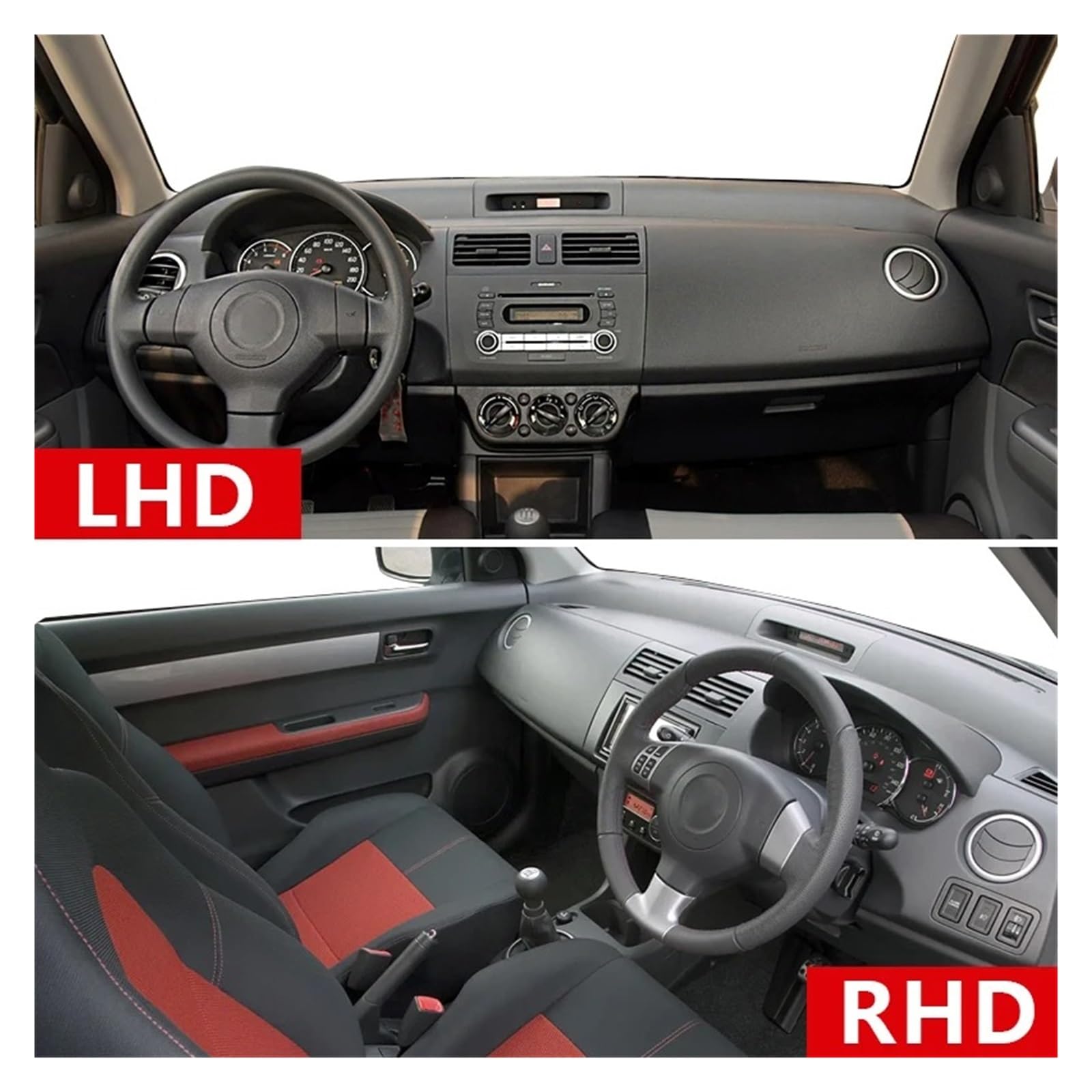 Protector Salpicadero Para Suzuki Para Swift Sport 2005-2010 Salpicadero De Coche Cubierta Tipo Parasol Alfombrilla Para Panel Instrumentos Alfombra Resistente | RHD Black Side