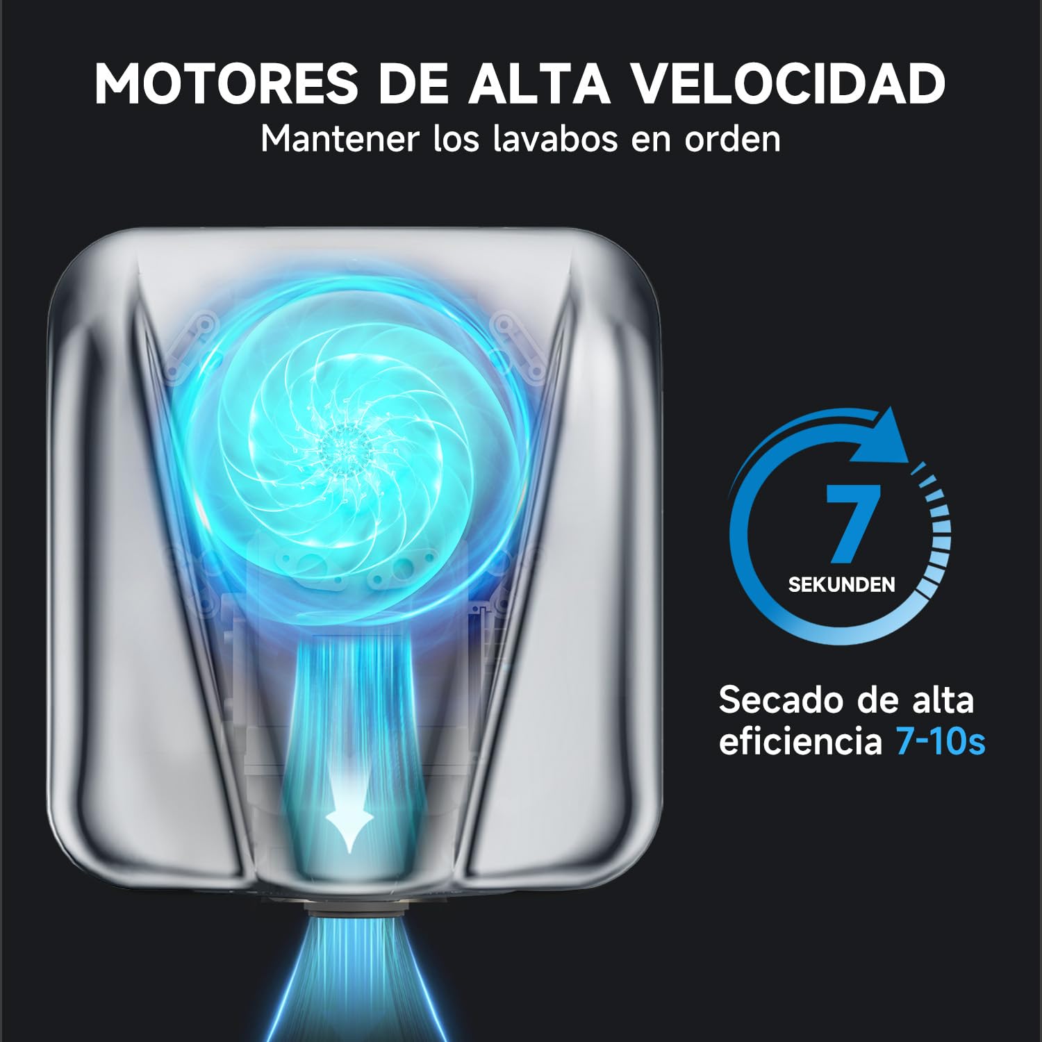 AIKE Elephant Secamanos Comercial, Alta Velocidad, Acero Inoxidable Duradero para Baños de Alto Tráfico, 220V Pulido AK2812