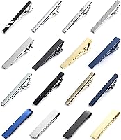 WAINIS 16-Pack Men's Tie Clips - Elegant Copper Tie Bars, Pins in Silver, Gold, Black for Business, Weddings, Father's Day Gifts