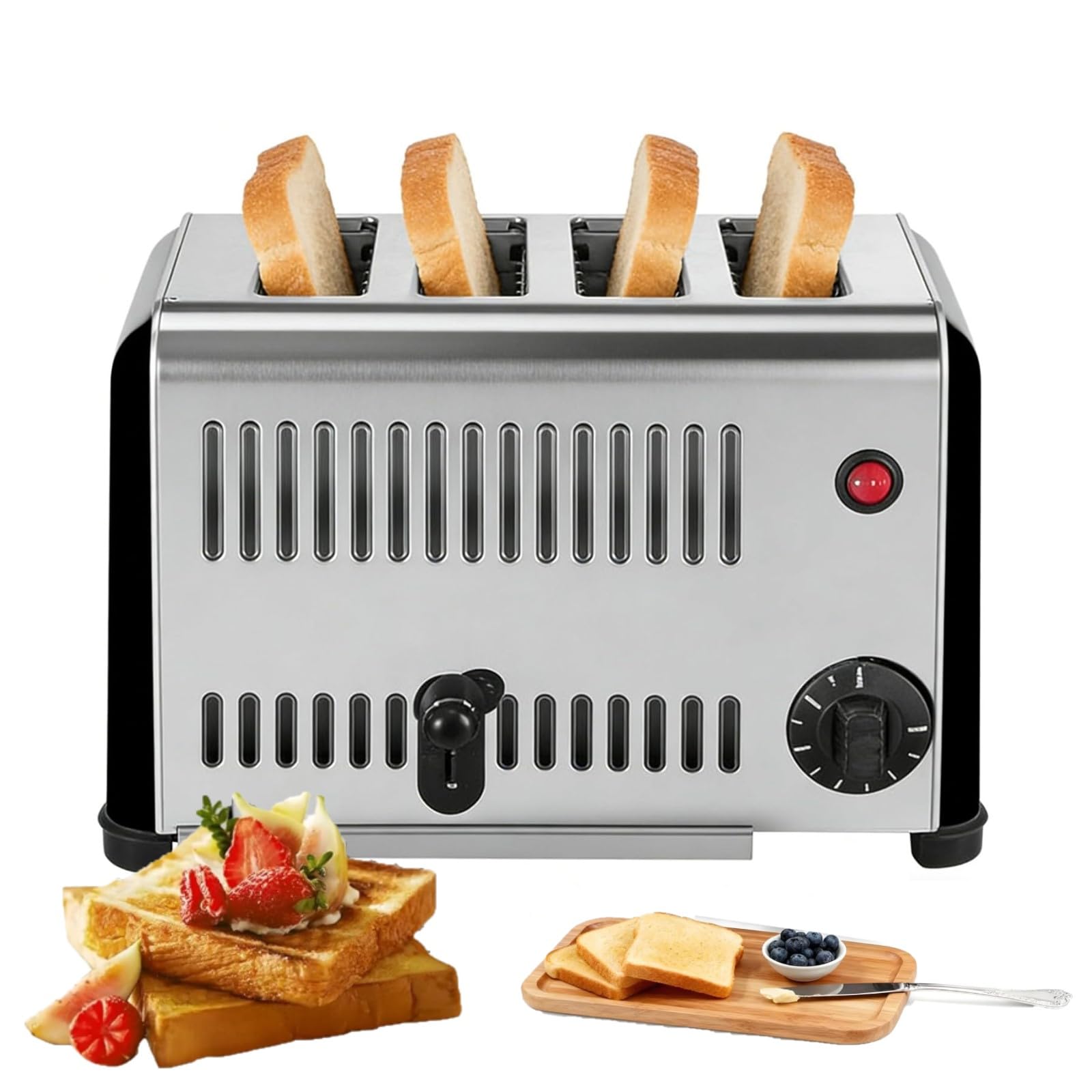 Horno tostador de 4/6 Uds con ajustes ajustables, calentamiento rápido y uniforme de grado comercial, bandeja para migas extraíble y ranura para tarjetas ancha 4 slices
