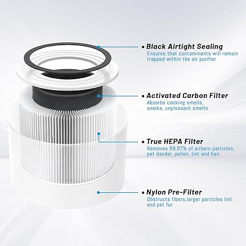 Miniatura 2 de Filtro de repuesto Core 300 compatible con LEVOIT Core 300300S-2 Pack 3 en 1 H13 True HEPA y carbón activado para reemplazo de filtro de purificador