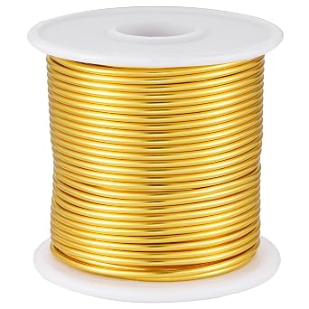 12 Gauge Gold Aluminum Craft Wire 105FT - Anodized for Jewelry Making, Beading Floral, Plant Gardening, Sculpting & Modeling Craft Wire Gold #14, 2mm