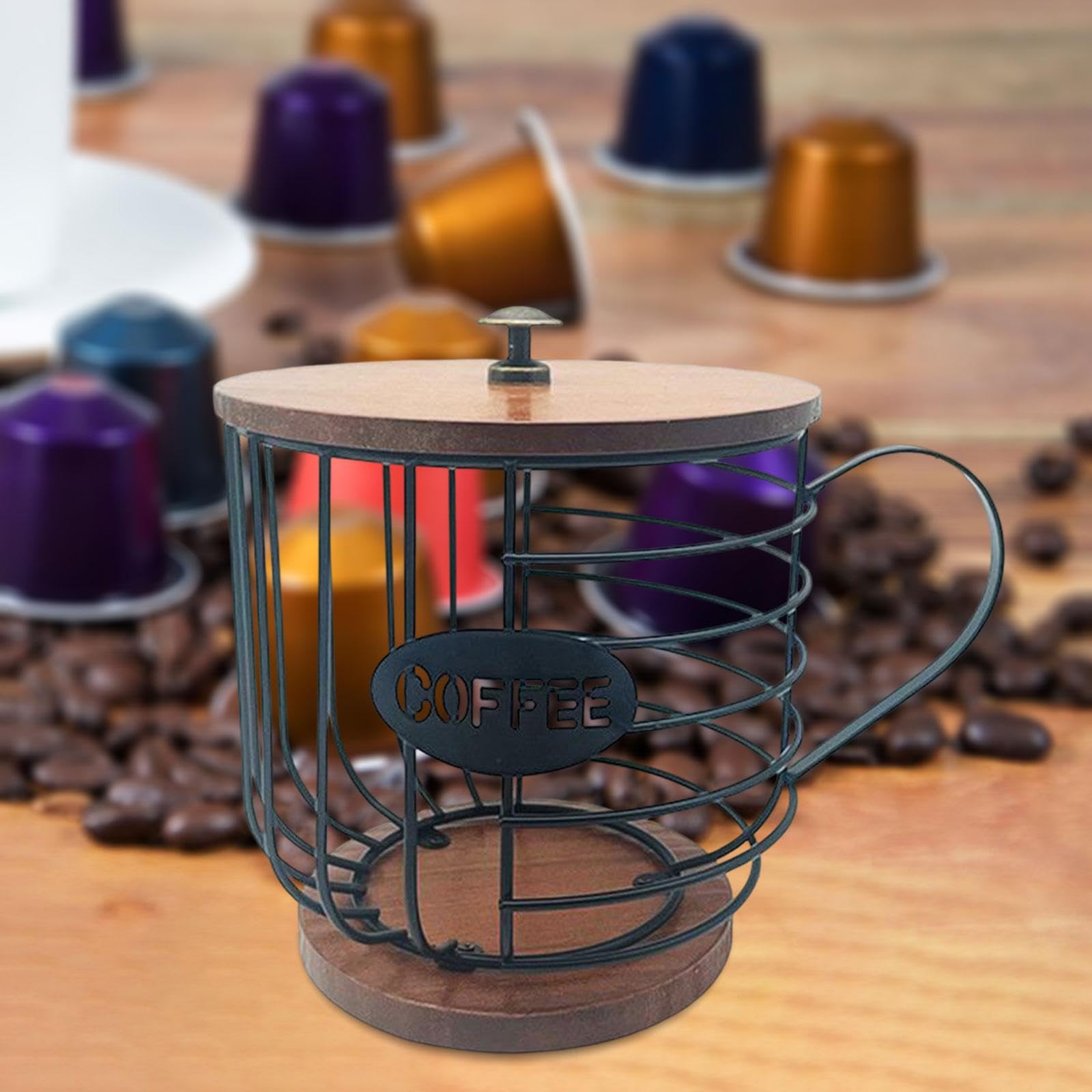 Porta cialde per caffè Contenitore per cialde per caffè Tazza per organizzatore, Gabbie per Capsule di caffè in Ferro Cestello portaoggetti per, Nero