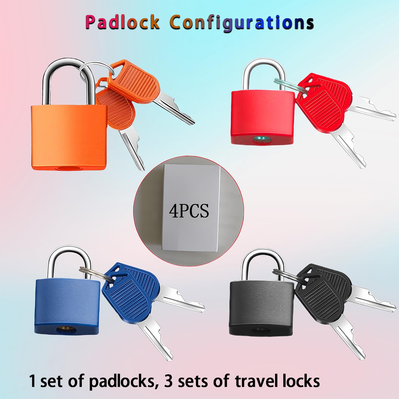 4 Pcs Suitcase Lock Small Luggage Locks with Keys Multi-Color Mini Padlock Plastic-Covered Copper Core Keyed Padlocks for Suitcase Backpack Bag Boxes Drawer Toolbox — Amazon image 2