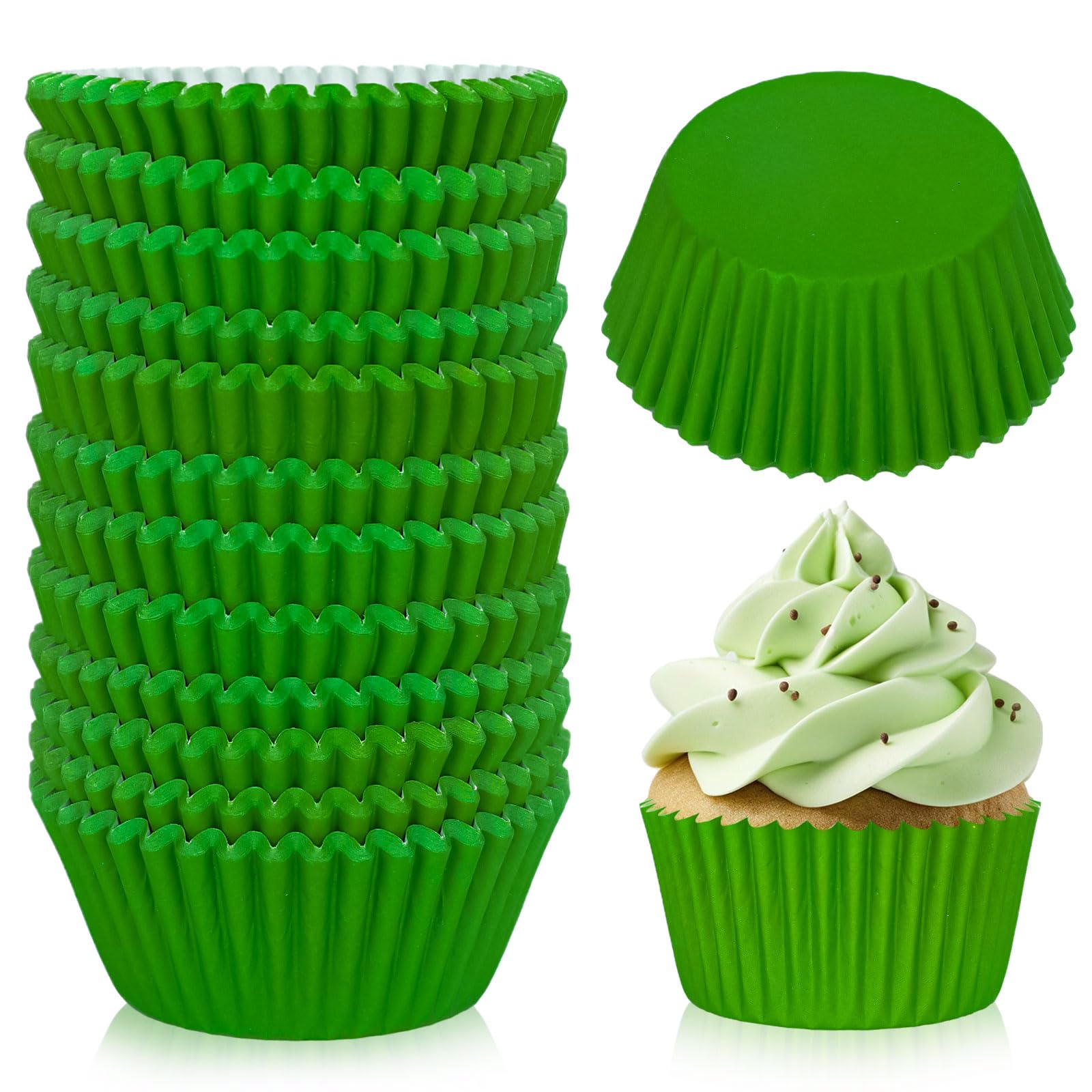 Caissettes à cupcakes vertes grand lot de 300 pièces robustes pour muffins festifs
