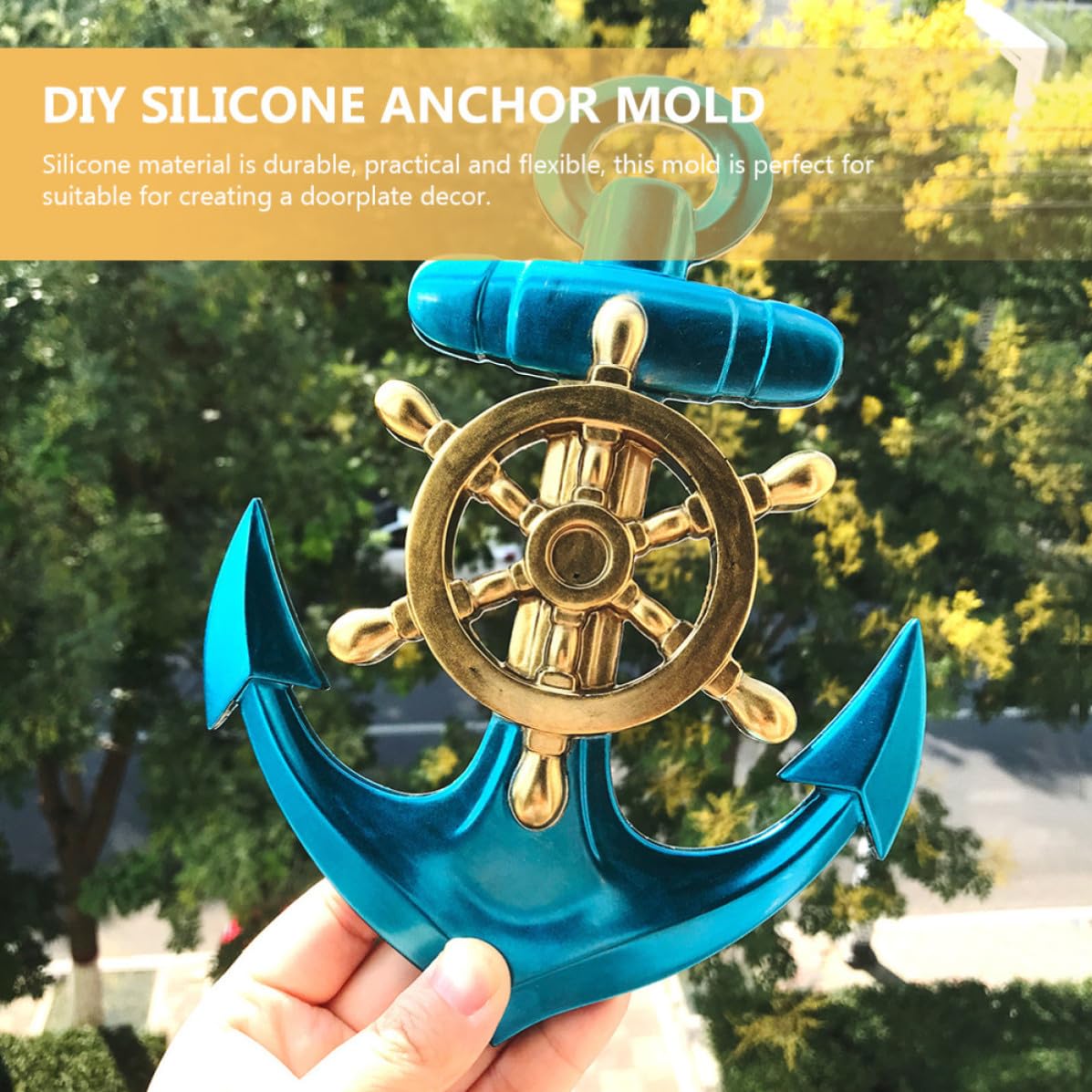 POPETPOP Stampo in Silicone a Forma di Ancora 4 Pezzi per Creazioni Diy, Materiale Flessibile Bianco, Antiaderente e Facile da Usare per Decorazioni da Parete
