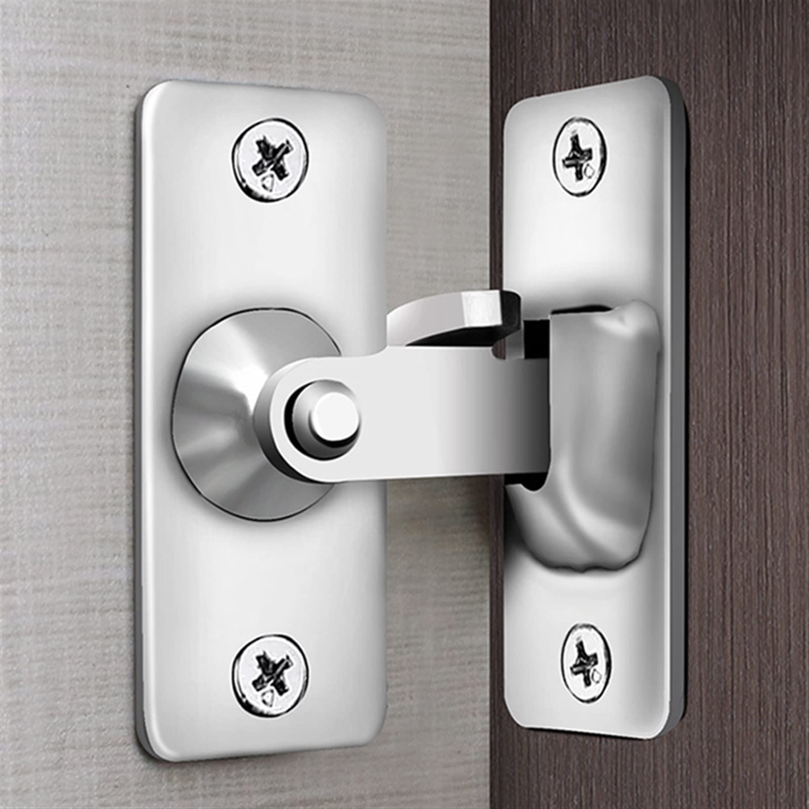 Nvsfzgiyg Large-Brushed Stainless Steel 90-Degree Door Buckle Sliding Lock Latch Theft Right Angle Hasp 1Pcs(Large-Brushed)