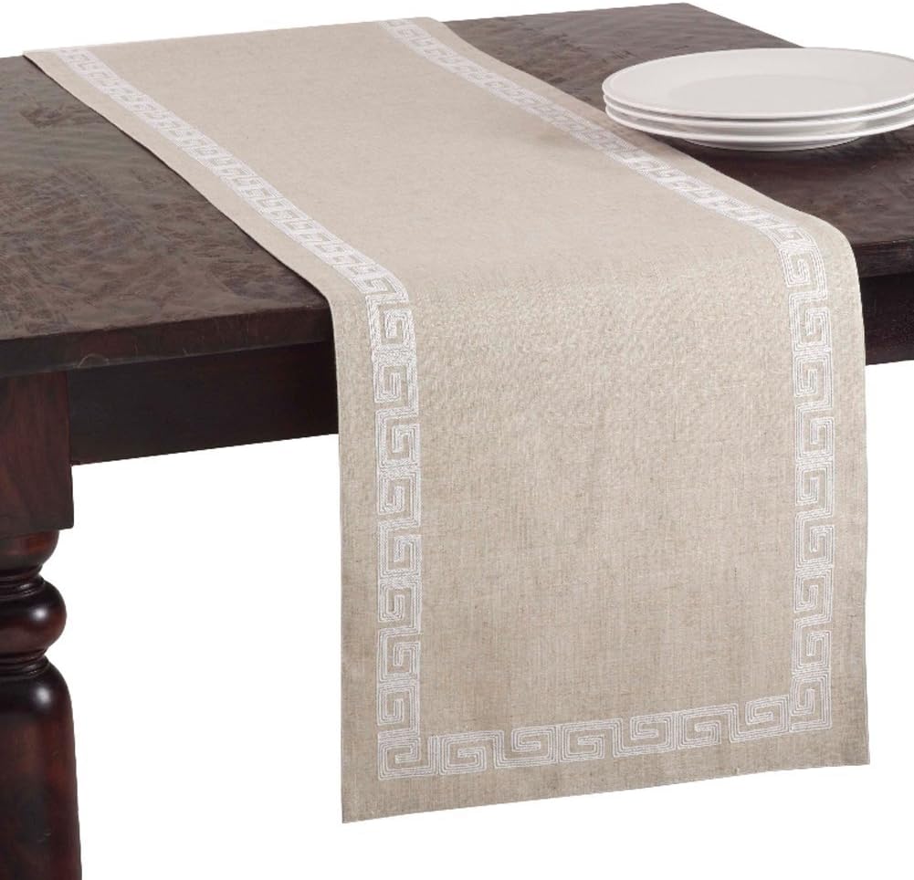 Fennco Styles Calypso Stitched Greek Key Table Runner (16"X70" Table Runner)