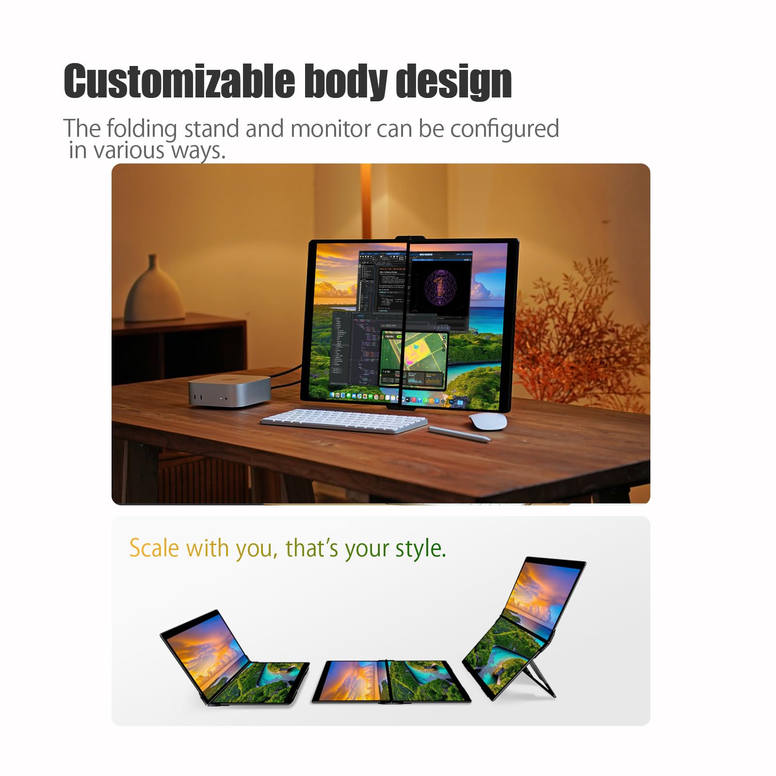 EHOMEWEI X2 Air, Touch Dual Screen mit Stylus, 14,2 Zoll 2,8K IPS Display, 90Hz Dual Screen, Schwarz, 400 Nit Helligkeit, 100% sRGB, für Büroarbeiten (Dual Screen Touch, 14,2 Zoll)