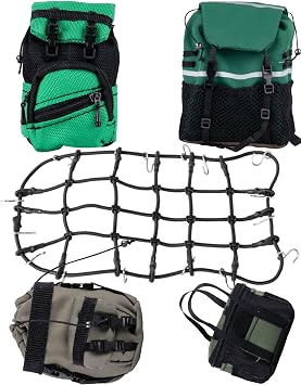 RC Crawler for 1/10 Trx4 Trx6 SCX10 GEN 7/8,RC Mini Luggage Net,Decoration Luggage, Simulation Decorative Package,Green