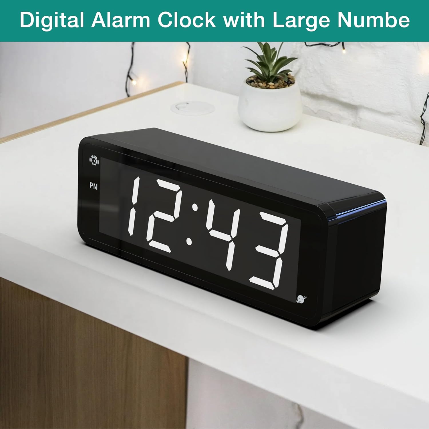 KWANWA Digital Alarm Clock with Large 1.8" LED Display, Battery Operated, 3-Level Adjustable Brightness, Loud Alarm with Snooze, 12/24H Format, Easy to Read for Bedroom, Seniors, Kids, Heavy Sleepers