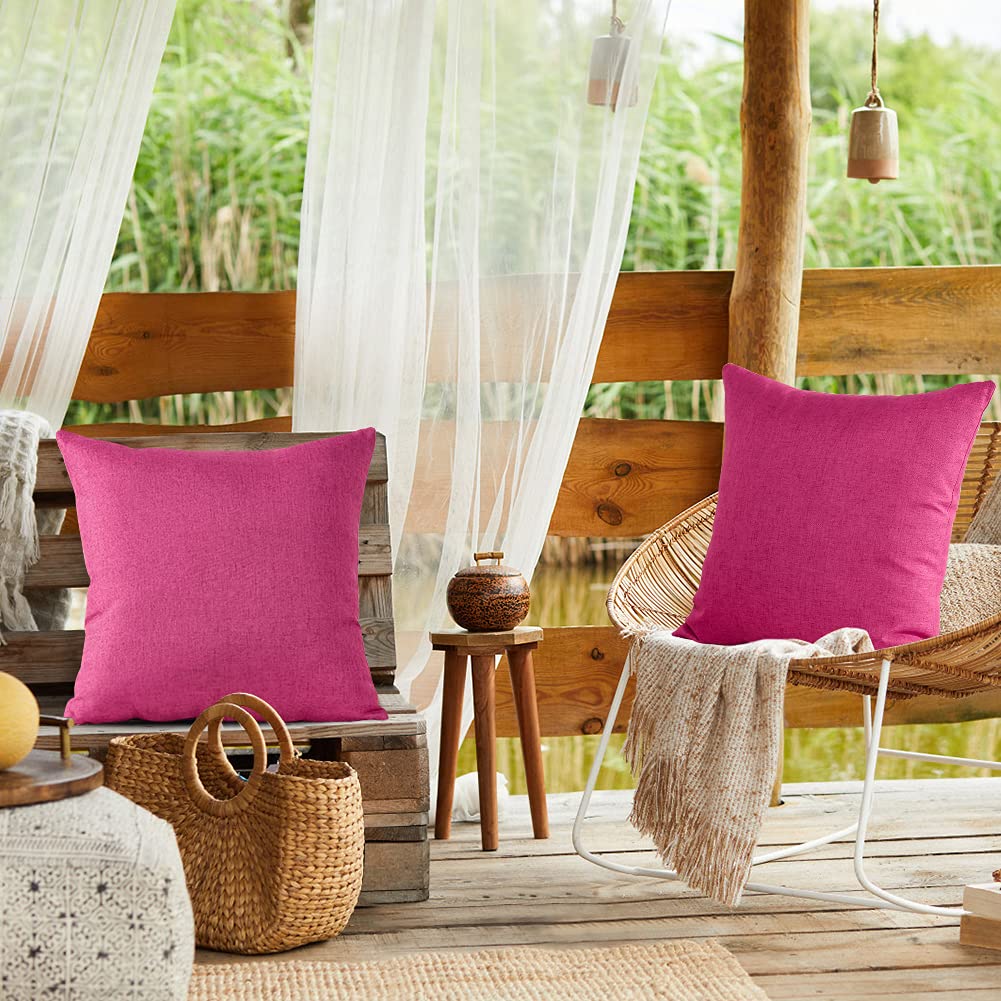 OTOSTAR Lot de 2 housses de coussin imperméables pour extérieur, 50 x 50 cm, housses de coussin carrées pour décoration de jardin, pour canapé, tente, banc, décoration d'intérieur (rose vif)