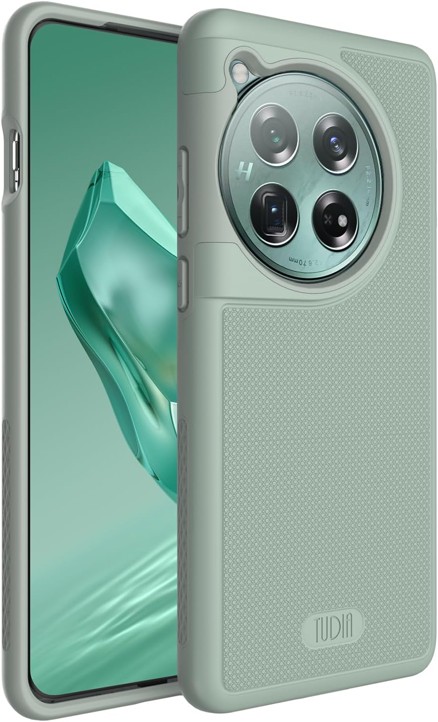 TUDIA DualShield Grip Designed for OnePlus 12 Case 5G (2024), [MergeGrip] Military Grade Dual Layer Shockproof Slim Tough Heavy Duty Protective Phone Case (Green Lily, Basic)