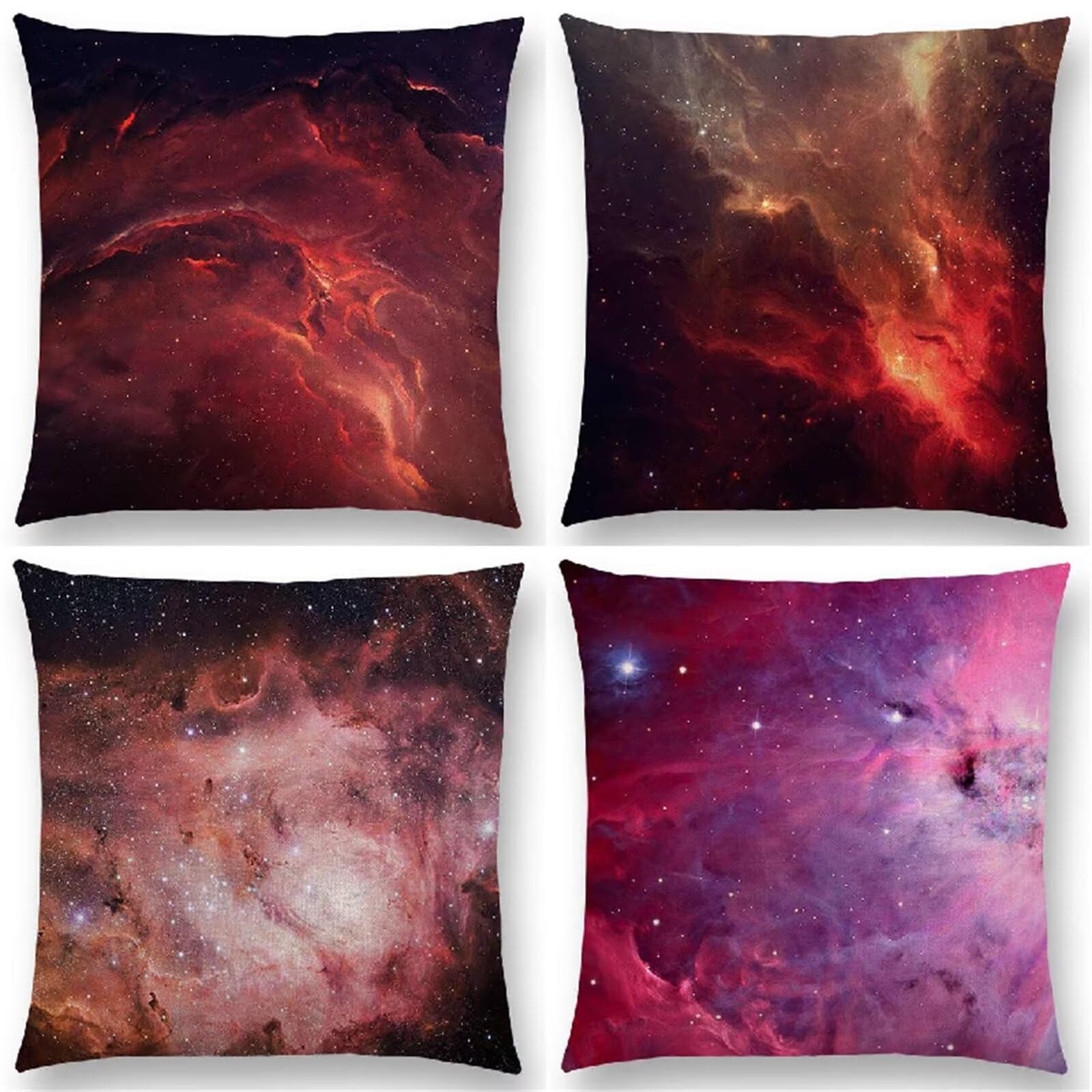 Fundas Cojines 55x55 cm Exterior Impermeable Lino Cojines para Sofa Rosa Patrón Decorativos Coche Almohada con Cremallera Oculta para Sala de Estar Jardín Almohada Cielo estrellado Juego de 4 N-355