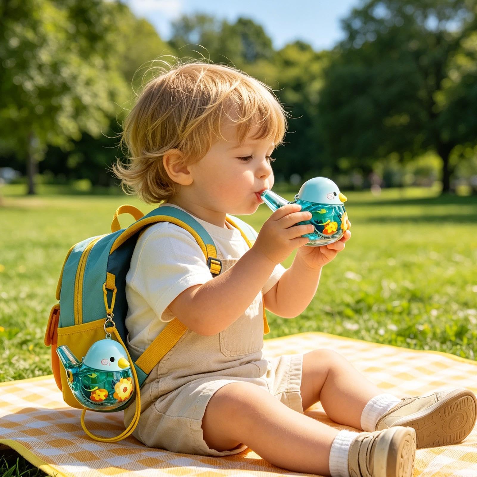 Fischietto portatile per uccelli, giocattolo sensoriale acqua, gadget per bambini con pannello resistente, accessorio scolastico con texture raffinata, 9,4 x 6,1 x 6,1 cm, strumento compatto per la