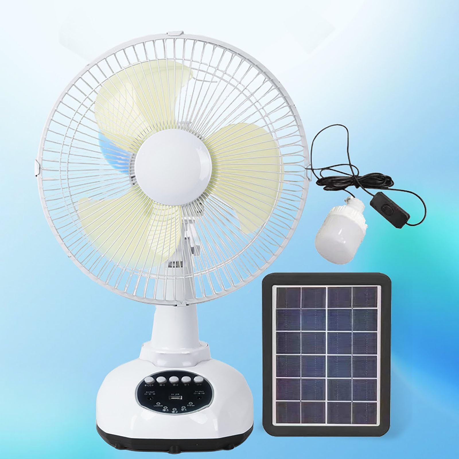 Ventilador De Escritorio Para Exteriores De 12 Pulgadas Y Energía Solar | Cuenta con iluminación LED, batería de alta capacidad para un funcionamiento prolongado