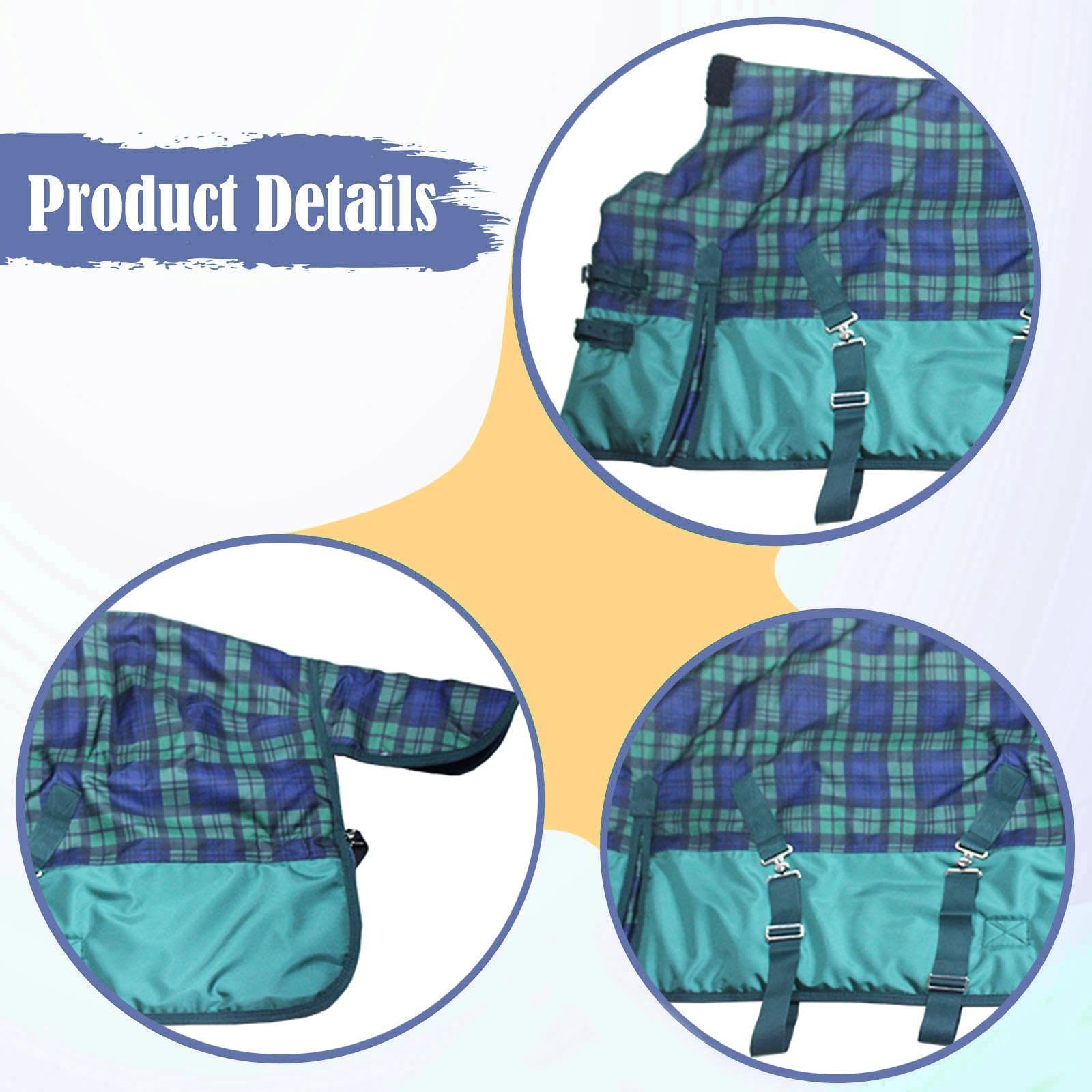 Manta de Invierno para Caballos, Tejido Oxford Resistente Al Desgarro, Aislamiento Térmico, Impermeable, Transpirable, Fácil Instalación, Adecuada Par