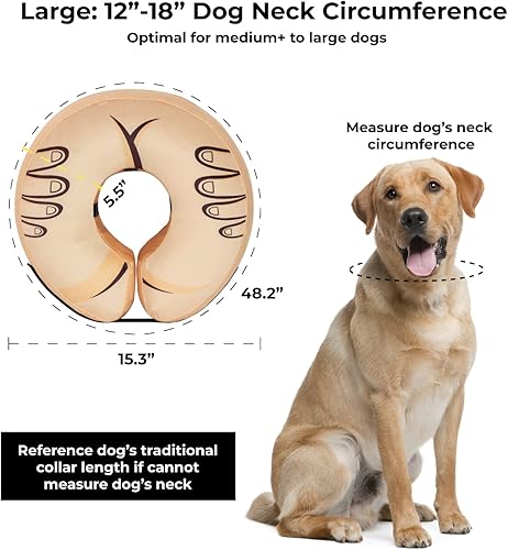 Miniatura 4 de Choola Pet Collar de cono inflable para perro grande para cuidado después de la cirugía incluido con juguete bomba y tubo adicional luna llena