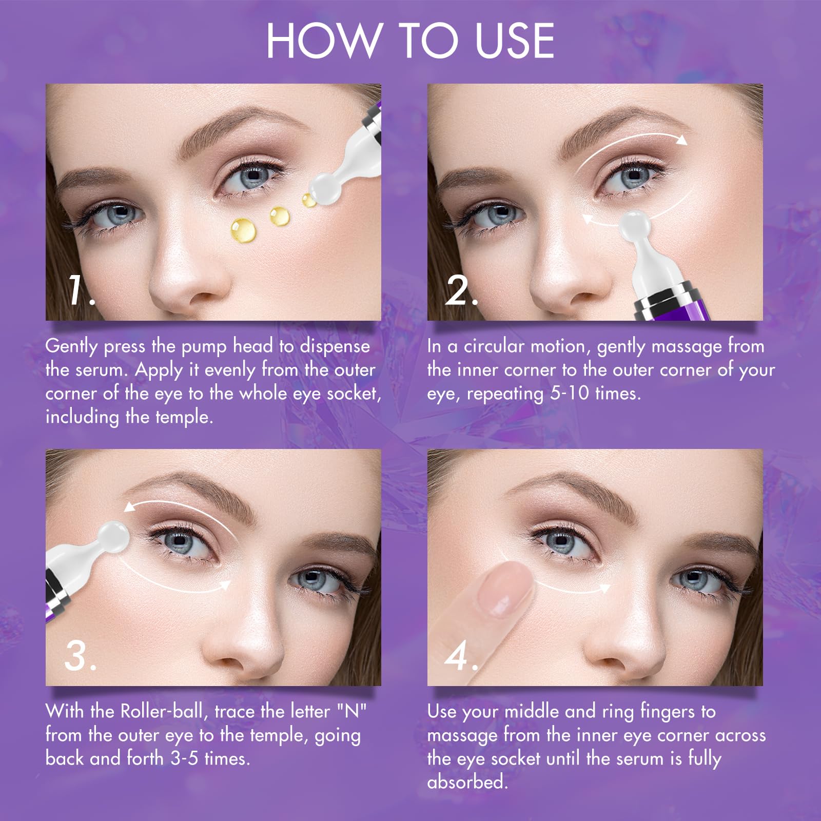 Eye Serum with 8% Caffeine 15ml 2 Pack, Under Eye Serum for Dark Circles and Puffiness Eye Wrinkles and Fine Lines, Eye Cream - Image 4