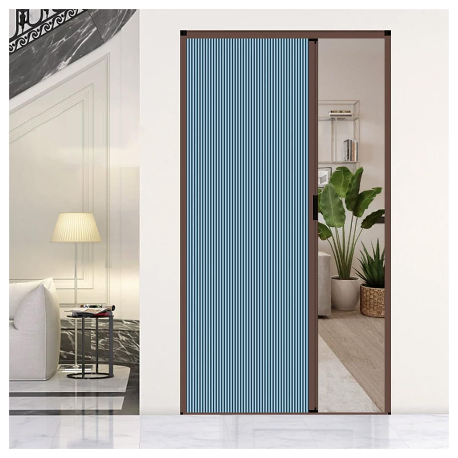 Hpfhsj Blue Honeycomb Folding Door No-Drilling Interior Accordion Door，With Aluminum Frame And Cellular Fabric，For Bedroom(,24X80in)