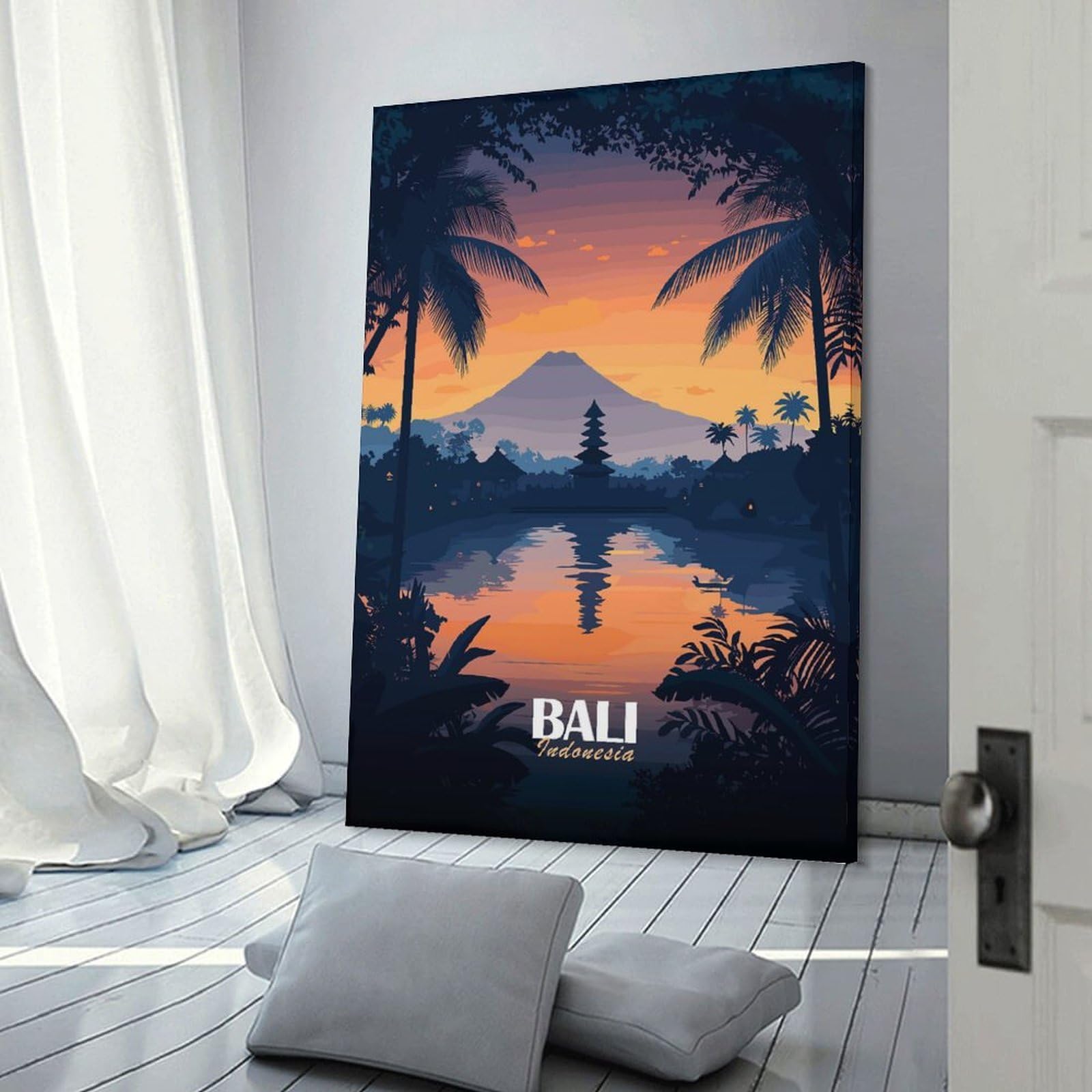 Junmoney Bali Indonesia Sunset Landscape Wall Art Print 24x36inch(60x90cm), for Hallway, Entryway Or Landing, A Neat Decor Update for Hallways, for Everyday Interiors
