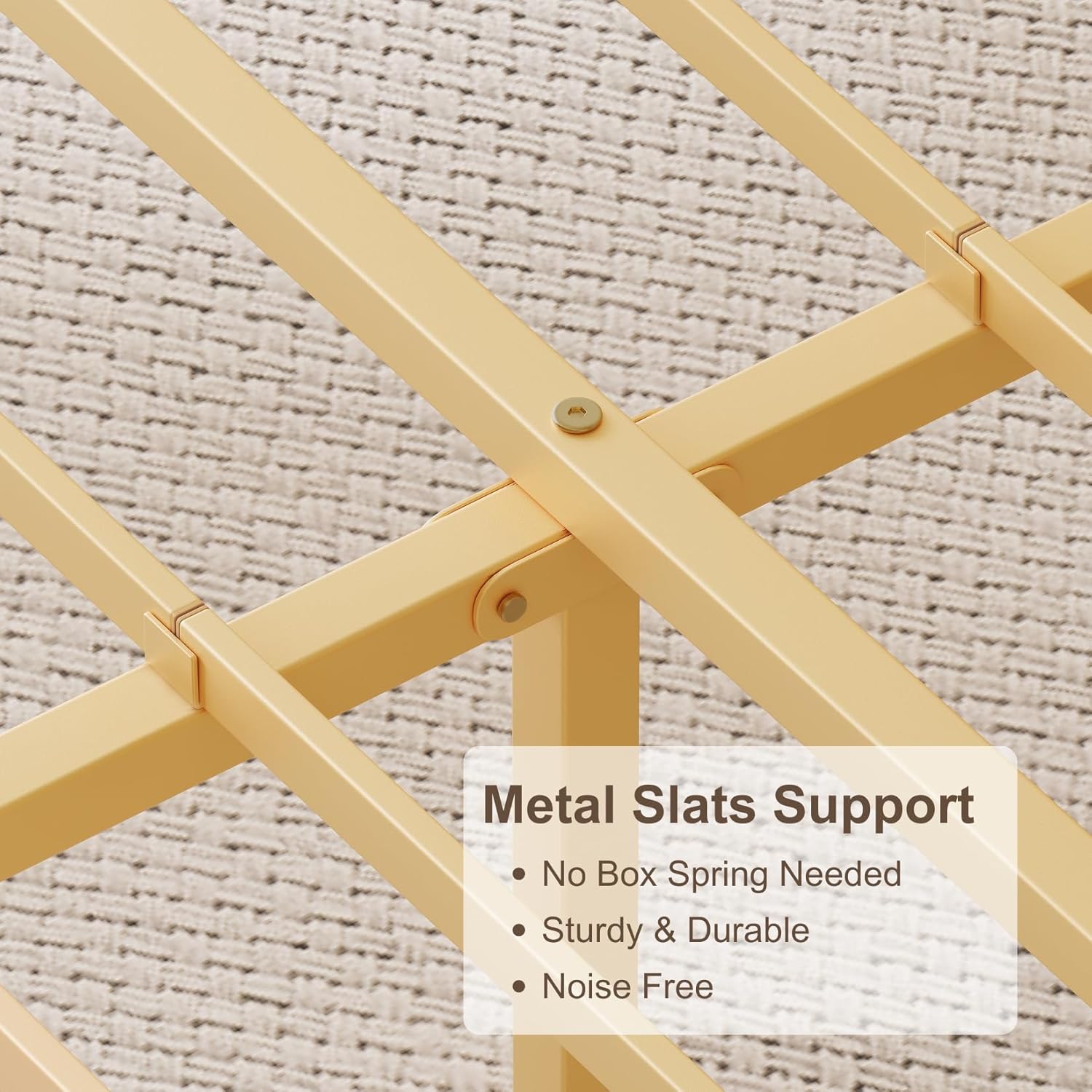 Hunlostten Wood Bed Frame Twin Size, 14 Inch Solid Bamboo Platform Bed with Headboard and Footboard, Heavy Duty Steel Slats Support, No Box Spring Needed, Easy to Install