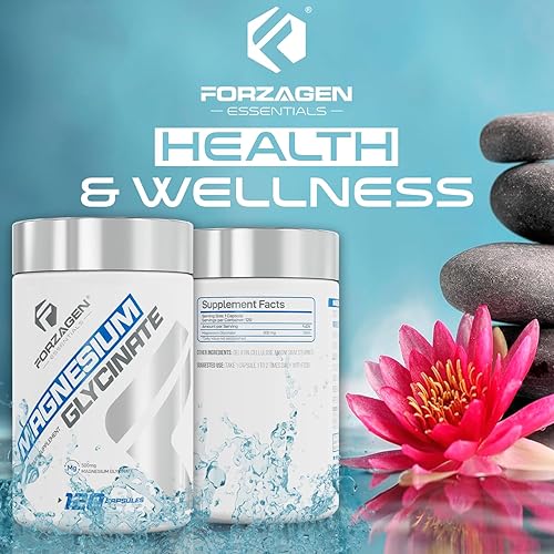 Miniatura 6 de Forzagen Suplemento de glicinato de magnesio, 500 mg, 120 cápsulas, apoyo mineral esencial para la función nerviosa, la salud muscular y el