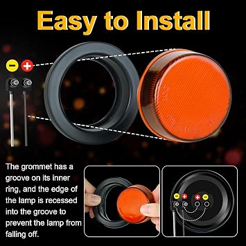 16Pack DC12V 2.5 13 LED Round Trailer Clearance Marker Lights Sealed Front Rear Side Indicators Lamp with Grommet, Universal for RV Camper Van Caravan - Amber & Red
