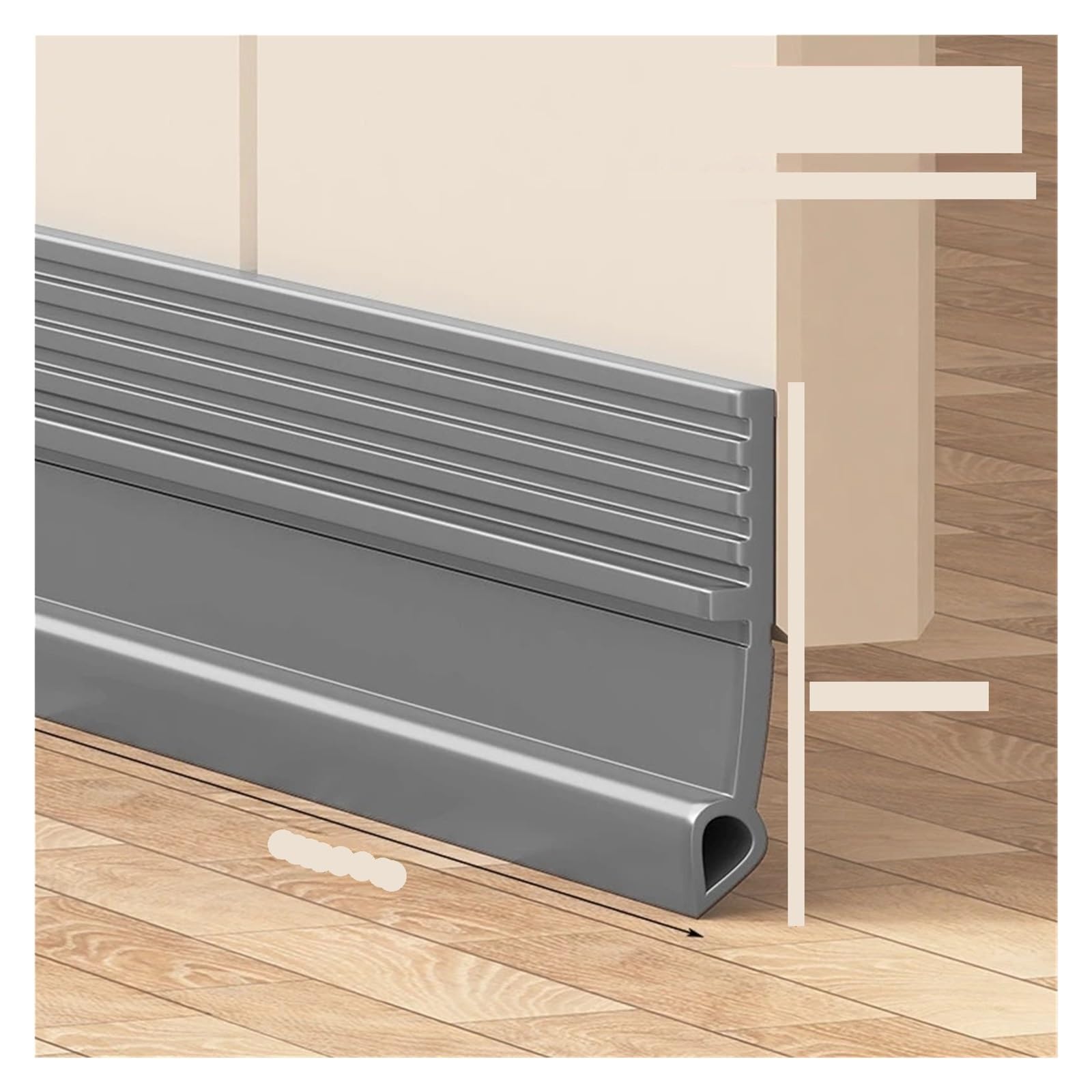 Ghhzml S Gray 28Mm Door Bottom Seal Self-Adhesive Door Bottom Seal Strip, 1M Tpe(S Gray 28Mm)