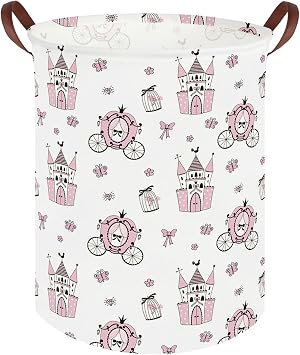 Princess Castle hamper,kids collapsible canvas waterproof girl storage box, Cute Kids Toy Storage Bin,Nursery Hamper,Toy Bins,Gift BasketsPink castle